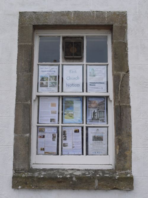 East Church, Cromarty notice in the neighbouring window